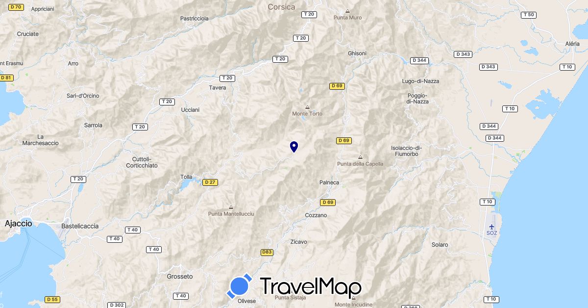 TravelMap itinerary: driving in France (Europe)